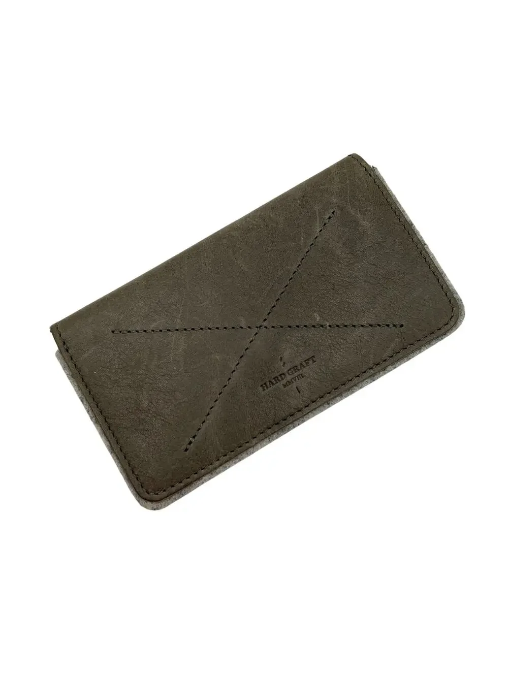 Hard Graft Card Fold Wallet Gray Leather Felt